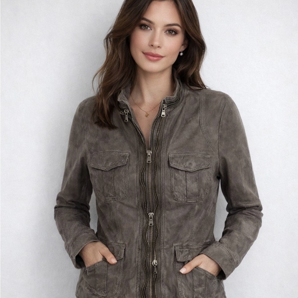 Sw3 Bespoke Uk Colney Triple Zip Leather Bomber Style Jacket Nwt Size Medium